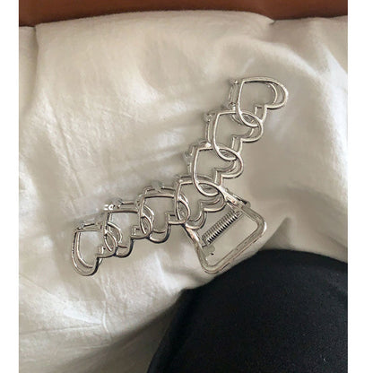 Metal Hollow Out Circle Love Heart Star Big Shark Clip for Women Girl Daily Jewelry Autumn Winter Headdress